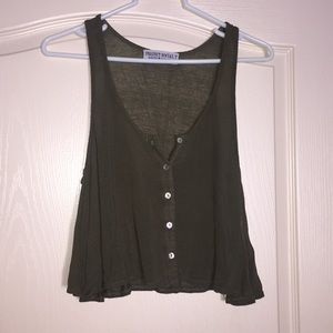 Army green crop top